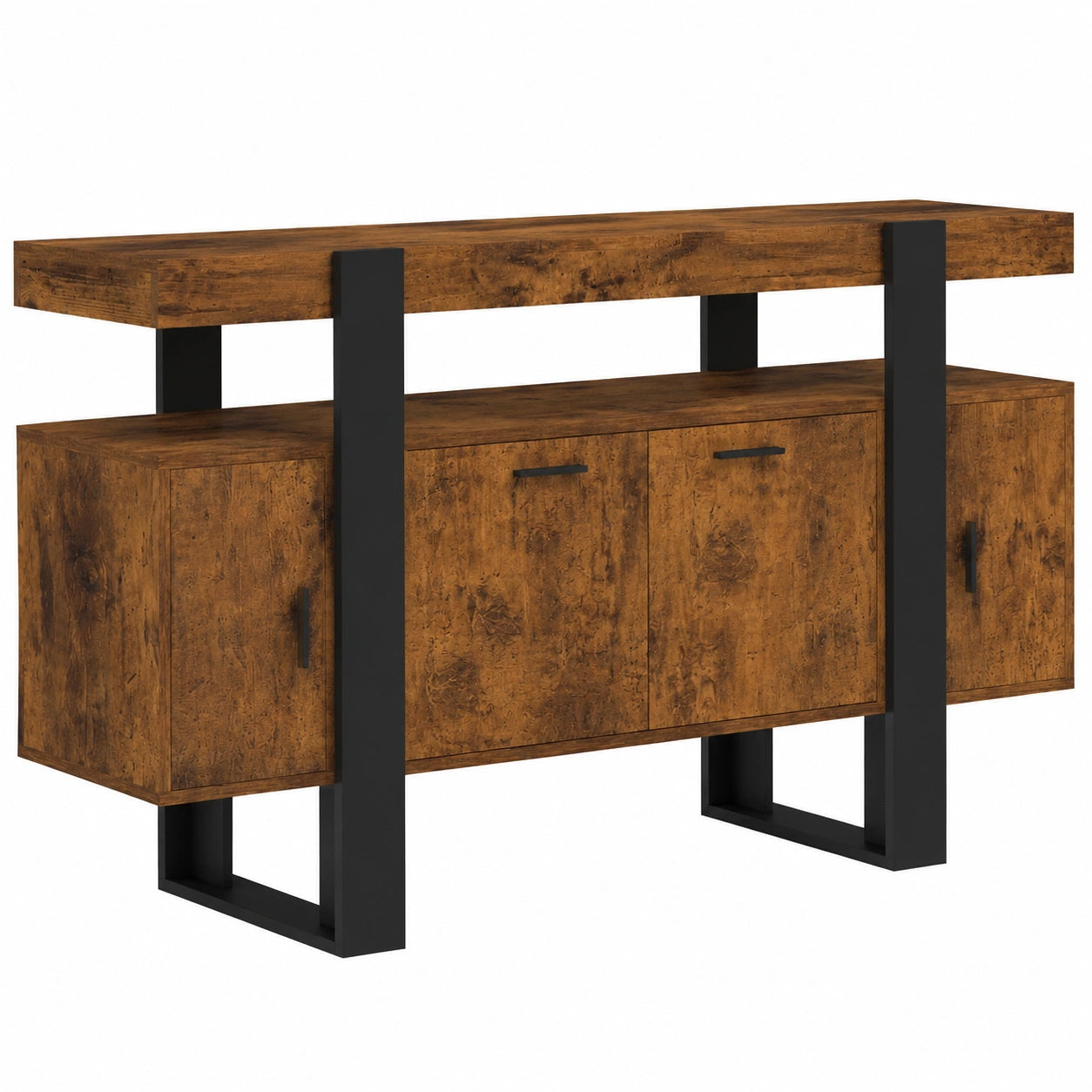 buffet-140-cm-4-portes-bois-vintage-et-noir-bkukzk9128dj