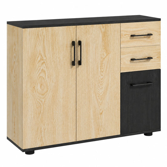 buffet-moderne-avec-portes-et-tiroirs-etagere-reglable-noir-et-bois-naturel-taqpln9143bi